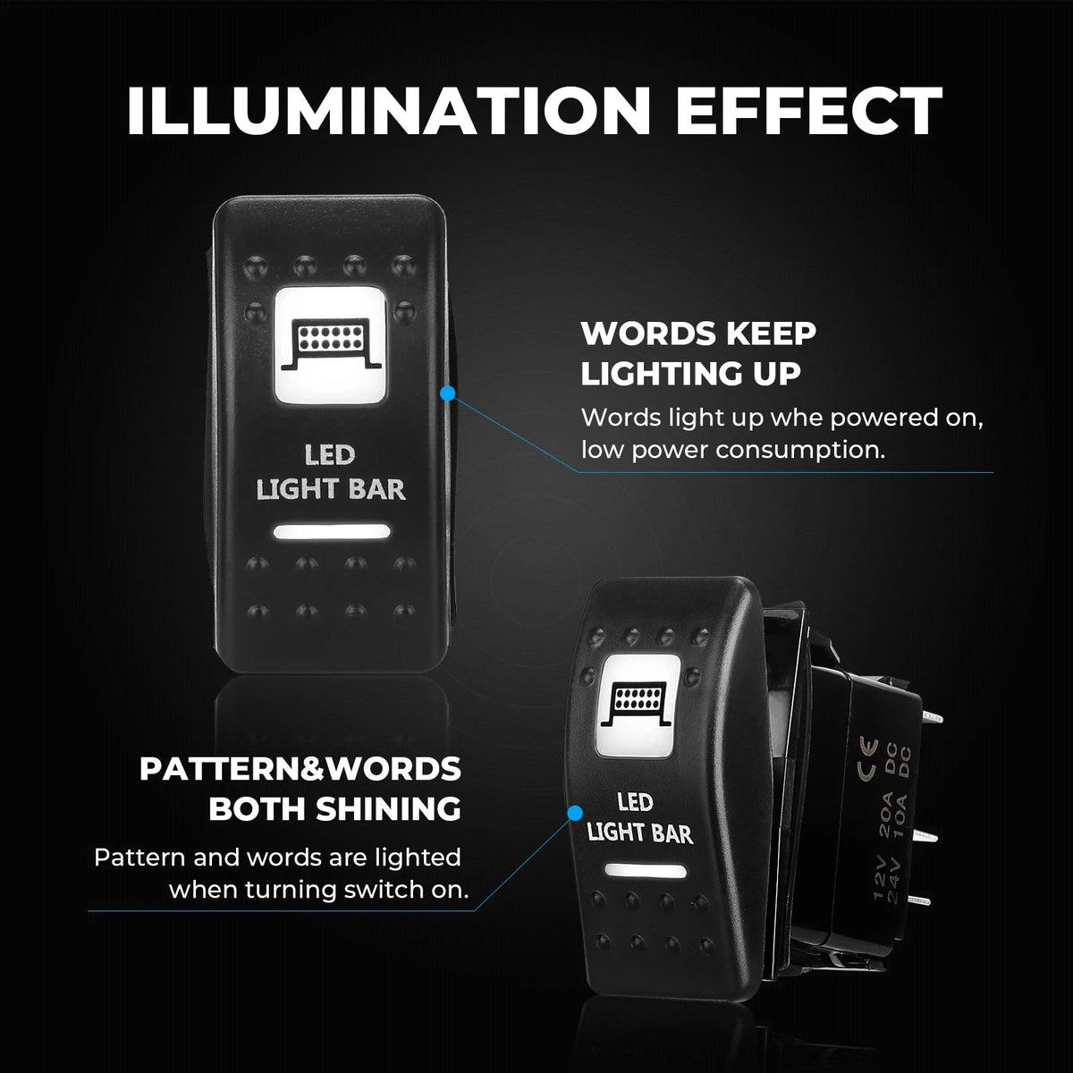 UTV LED Illuminated Rocker Switch 12-24V | Can-Am Polaris Yamaha