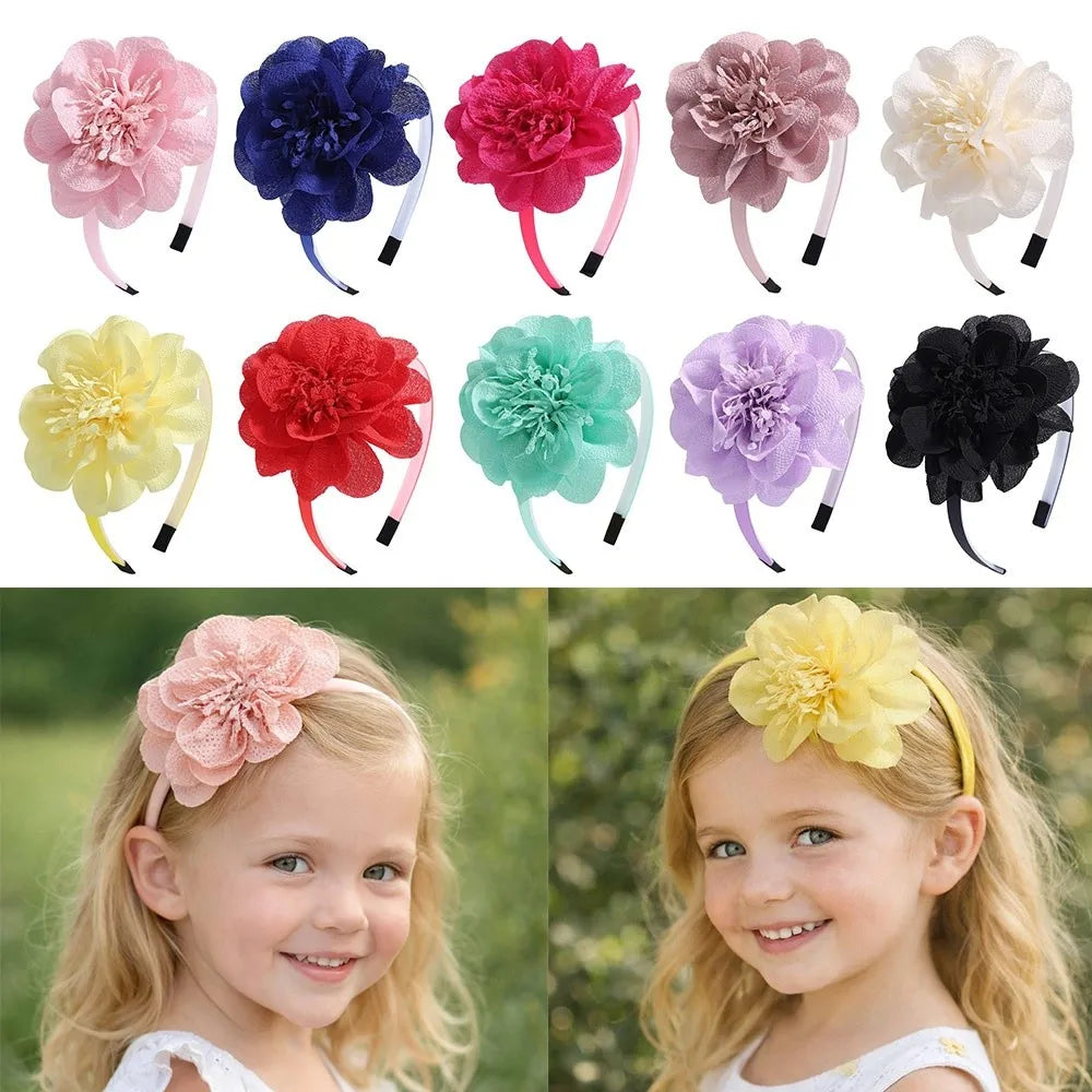 Girls Big Flower Crown Headband – Princess Grosgrain Hairband