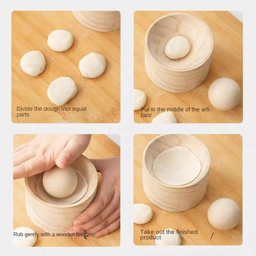 Wooden Dumpling Maker & Non-Stick Dough Skin Press Tool