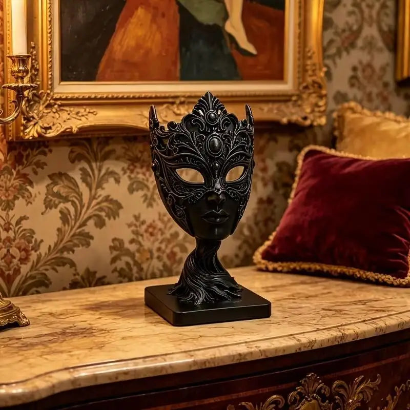Vintage Gothic Woman Mask Sculpture | 3D Printed Dark Art Décor