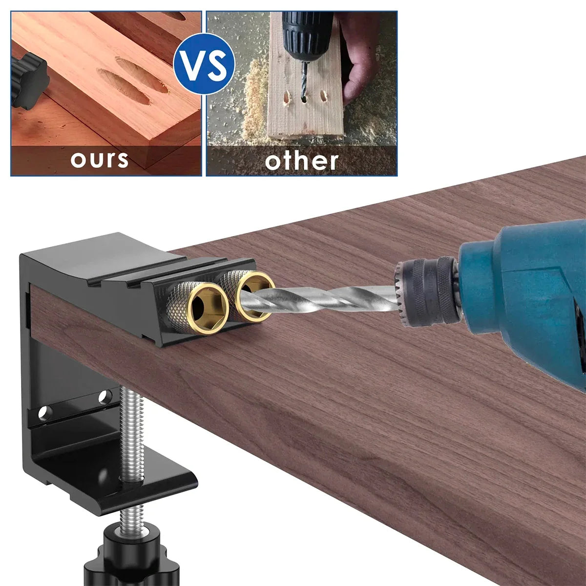 47-Pc Pocket Hole Jig Kit – 15° Angle Drill Guide for Woodworking