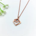 Double Layer Zircon Square Pendant Necklace | Stainless Steel