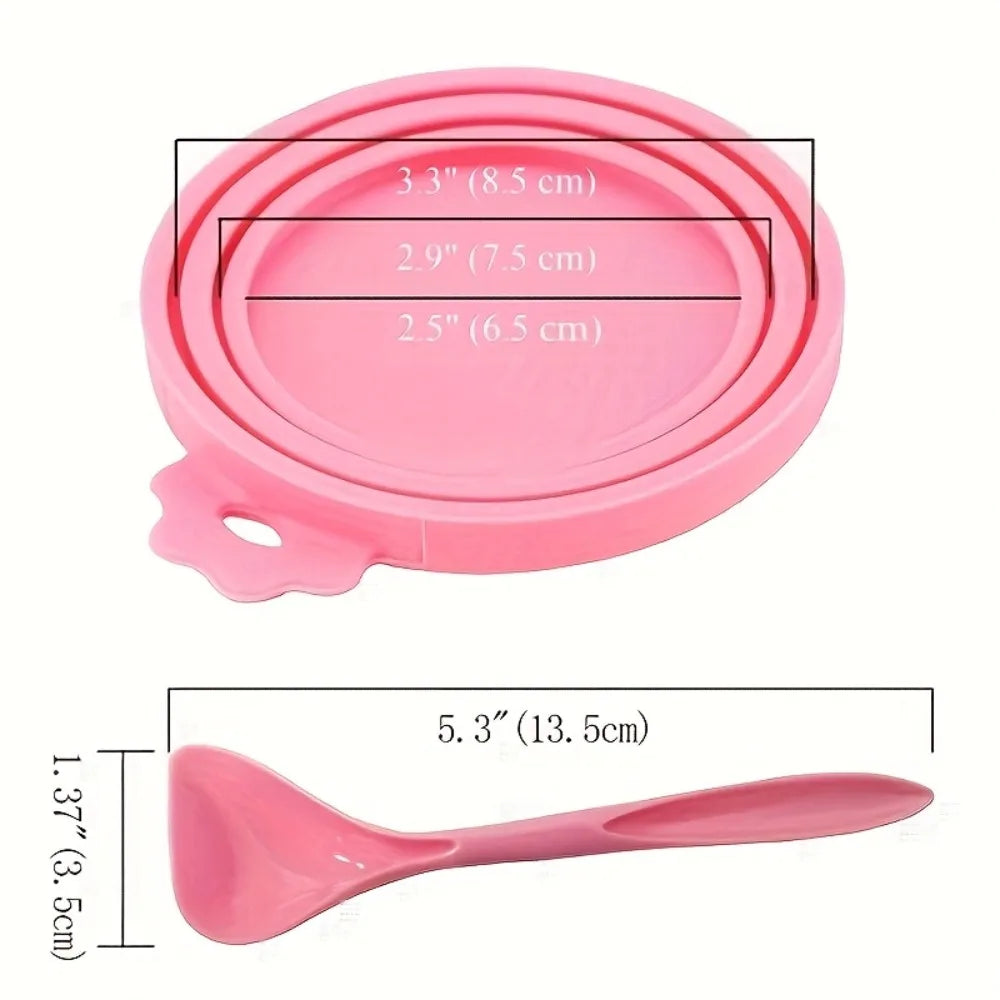Silicone Pet Food Can Covers with Spoon – 2pc Reusable Set