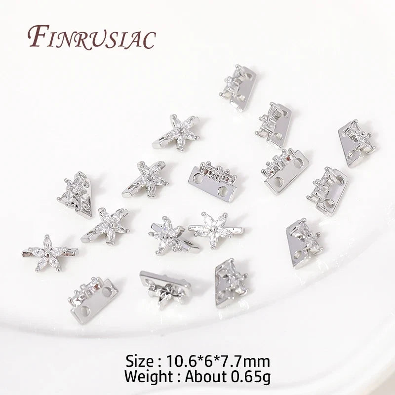 18K Gold Plated Zircon Flower Spacer Bars | 2/3 Hole Separators