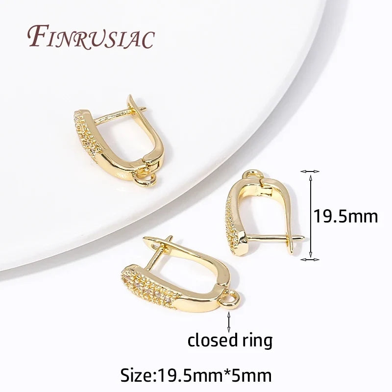 18K Gold Plated Zircon U-Shape Earring Clasp DIY Findings
