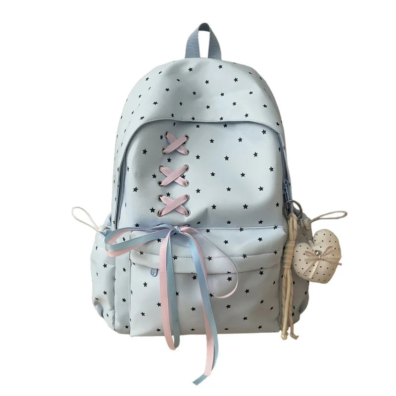 Girls' Large Capacity Polka Dot School Backpack – Stylish Bag