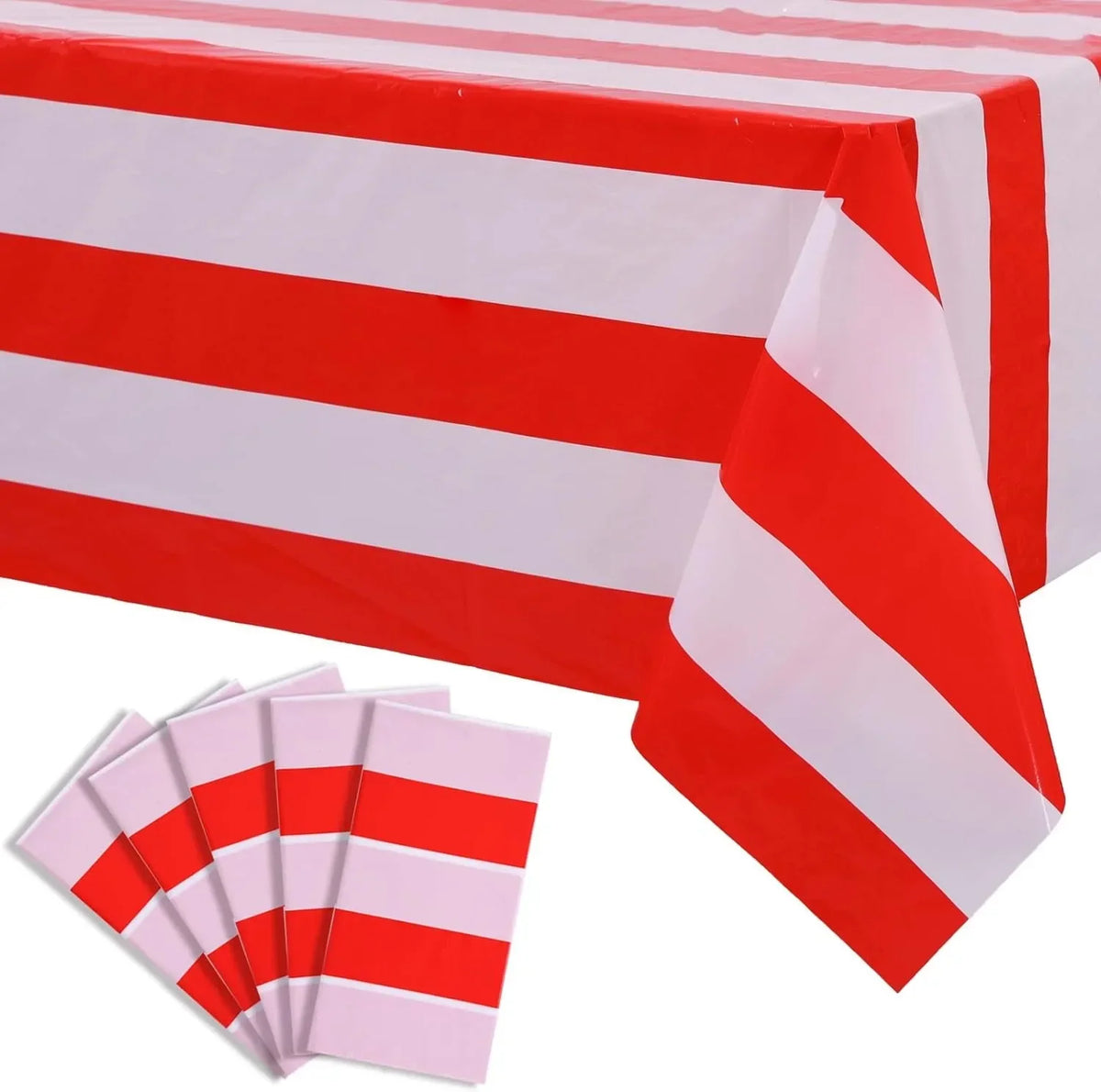 Red & White Striped Tablecloth 54x108" | Circus Carnival Party