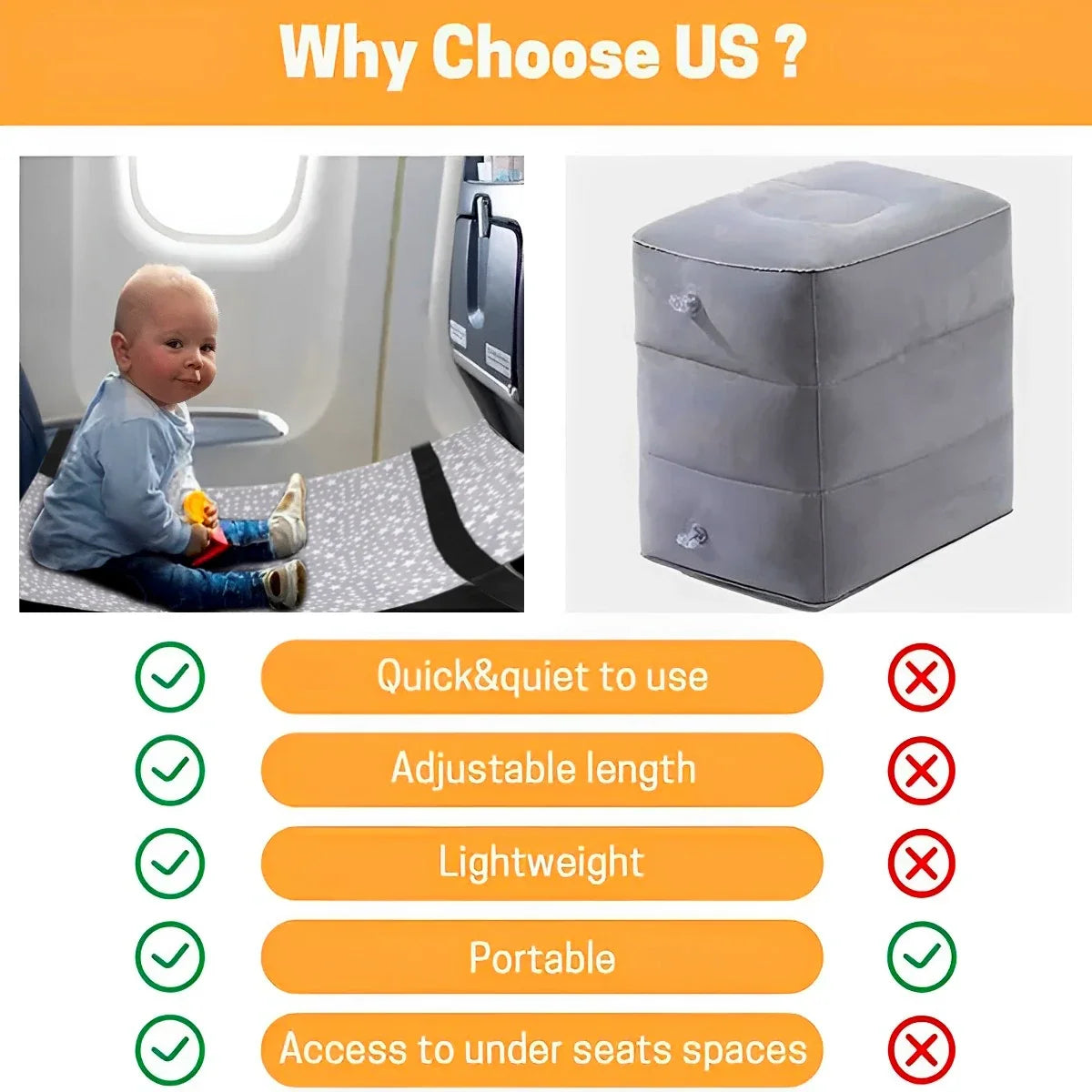 Toddler Airplane Bed & Footrest Hammock | Portable Travel Seat