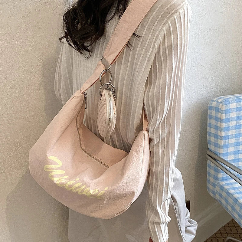 Korean Minimalist Large Capacity Nylon Tote Shoulder Bag
