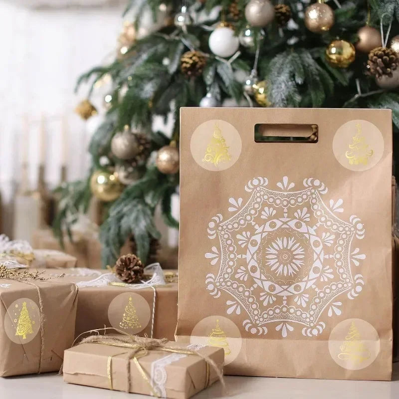 500pcs Gold Foil Christmas Tree Stickers – Clear Vinyl Decals