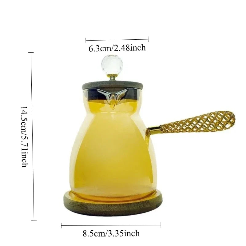 High Borosilicate Glass Turkish Coffee Pot with Side Handle