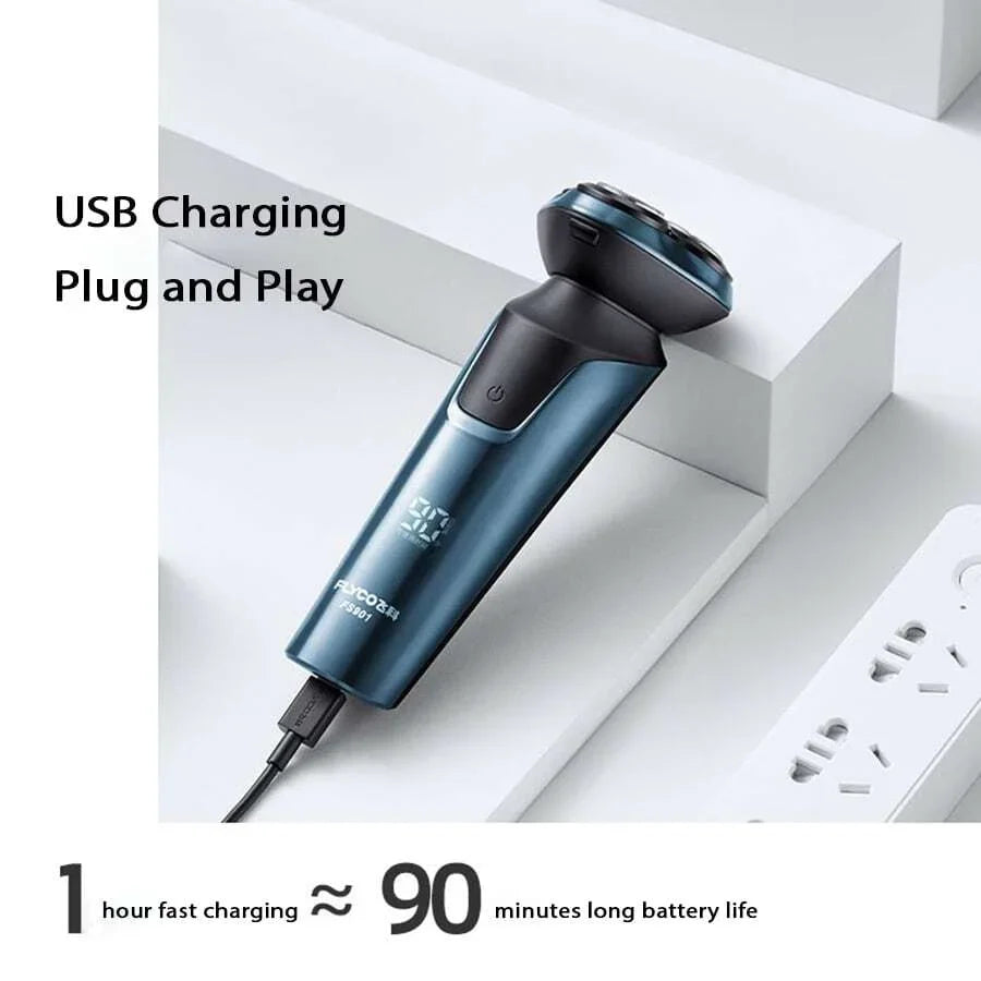 Portable Electric Rotary Shaver Triple Blade USB-C Fast Charge
