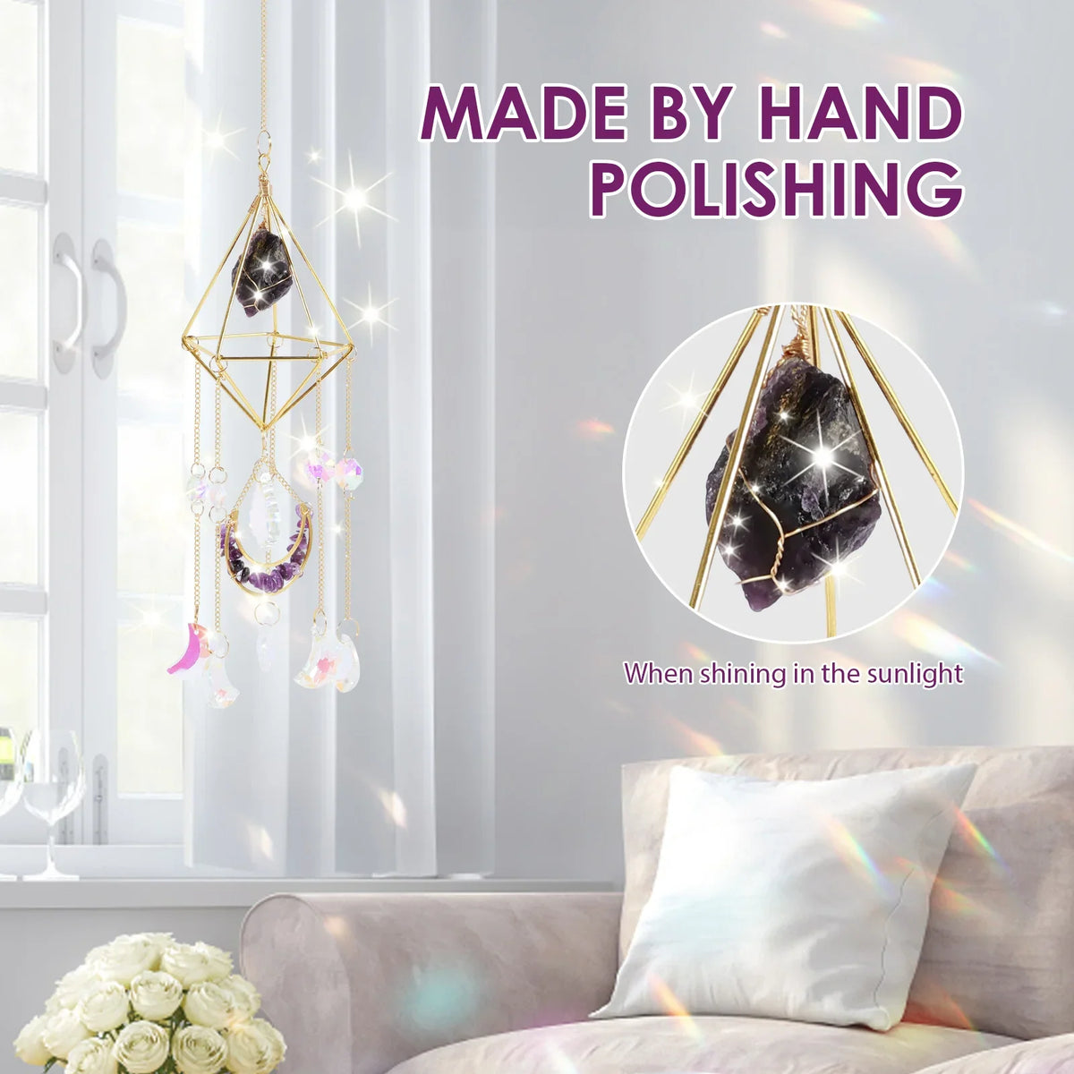 Hanging Crystal Suncatcher for Window & Garden Décor