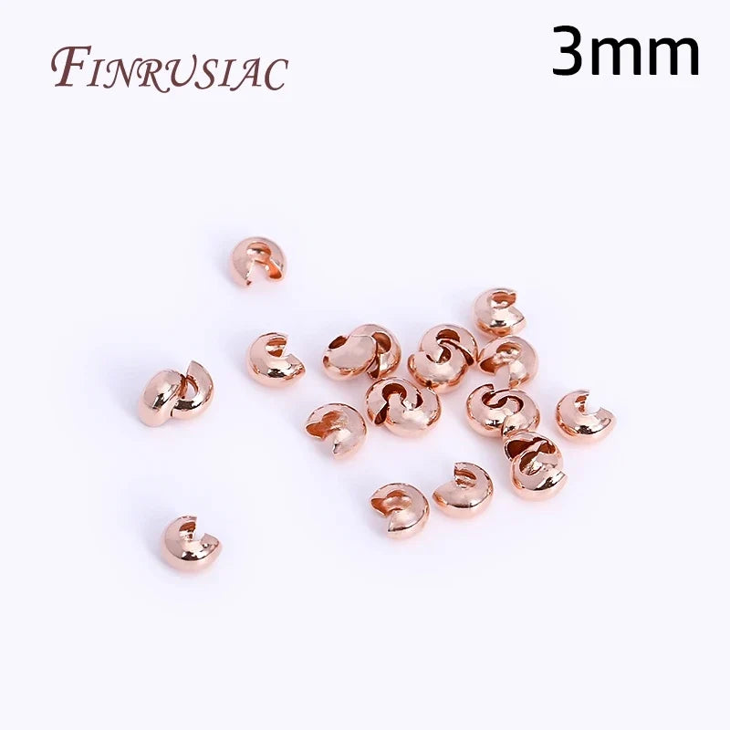 50Pcs 18K Gold Plated Crimp Beads & Covers | DIY Jewelry Findings