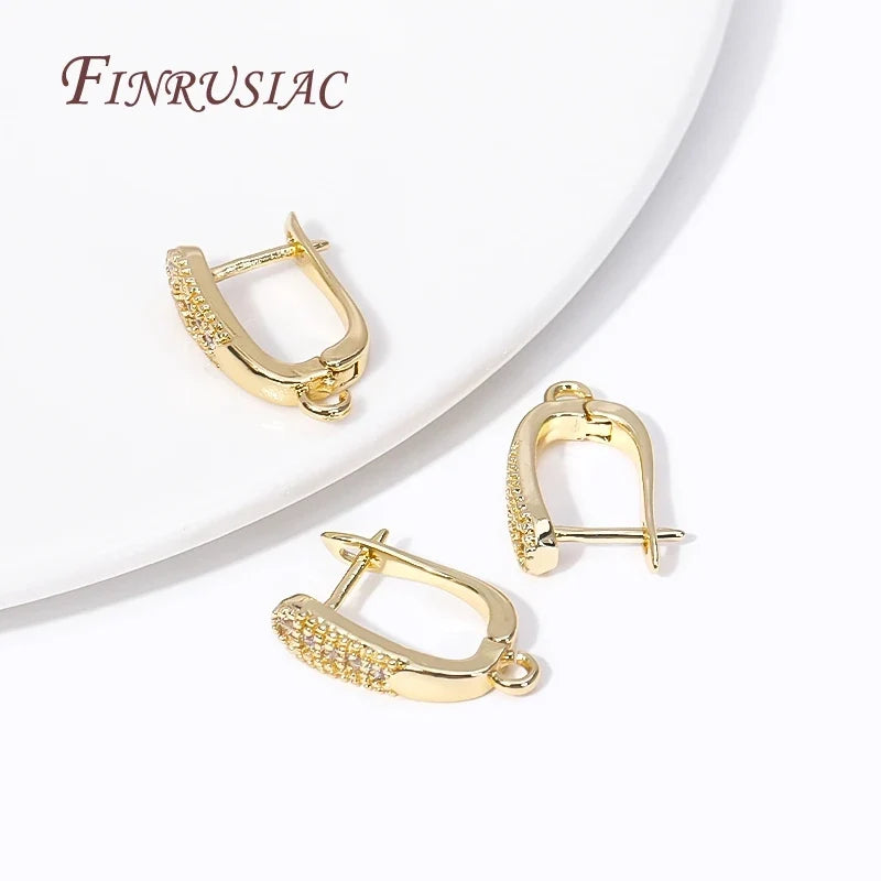 18K Gold Plated Zircon U-Shape Earring Clasp DIY Findings