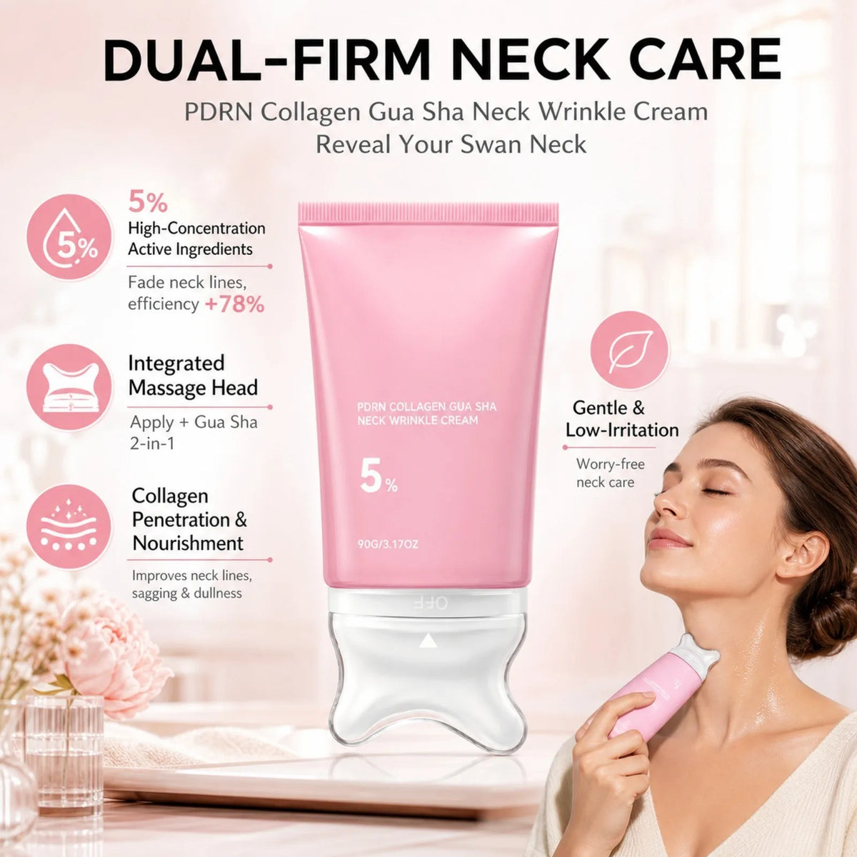 PDRN Collagen Gua Sha Neck Cream – Firming & Hydrating 90g