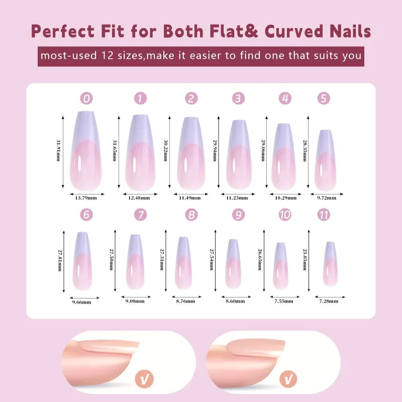 288 Pcs Press On Nails – Colorful Mixed Oval & Square Full Cover Tips