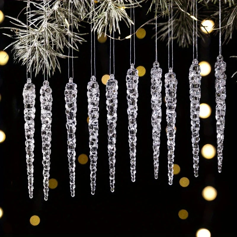 10Pcs Acrylic Crystal Ice Column Christmas Tree Ornaments