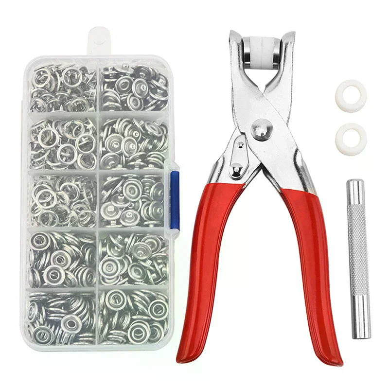 Metal Snap Fastener Kit with Pliers Press Tool for Sewing