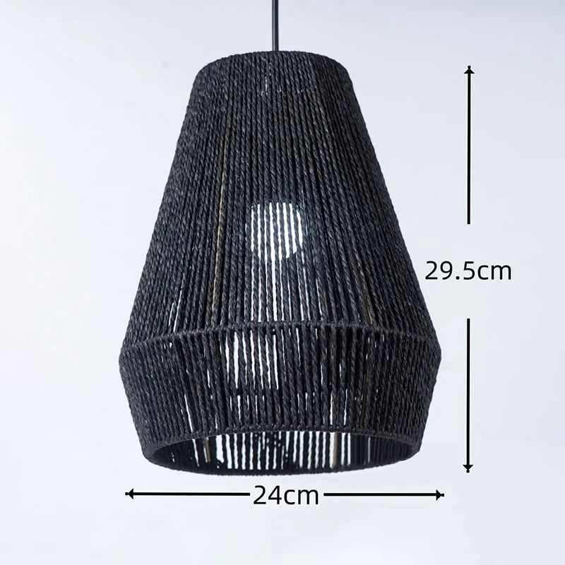Handwoven Rattan Pendant Light Shade | Farmhouse Basket Lamp