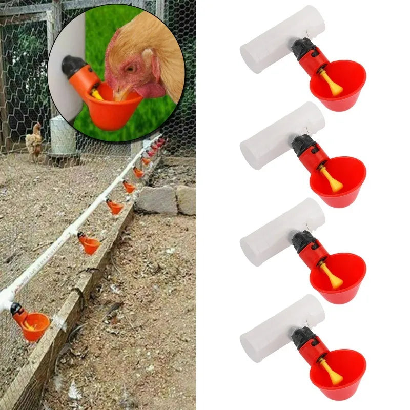 2Pcs Automatic Poultry Drinker Bowl Cups with Nipple Valve