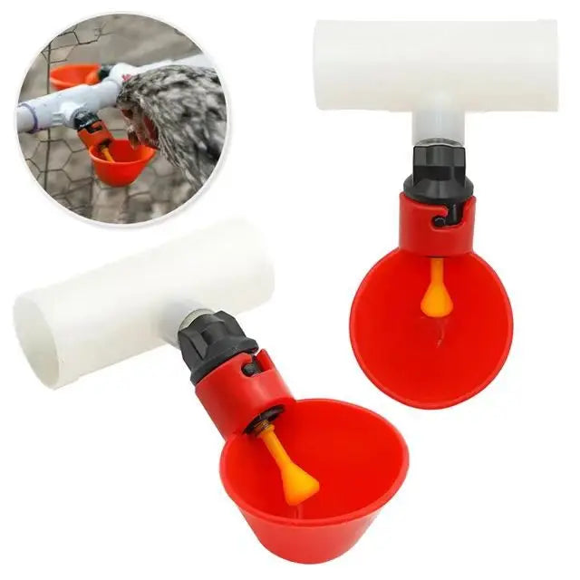 2Pcs Automatic Poultry Drinker Bowl Cups with Nipple Valve