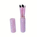 5-Piece Eye Makeup Brush Set with Rhinestone Storage Case