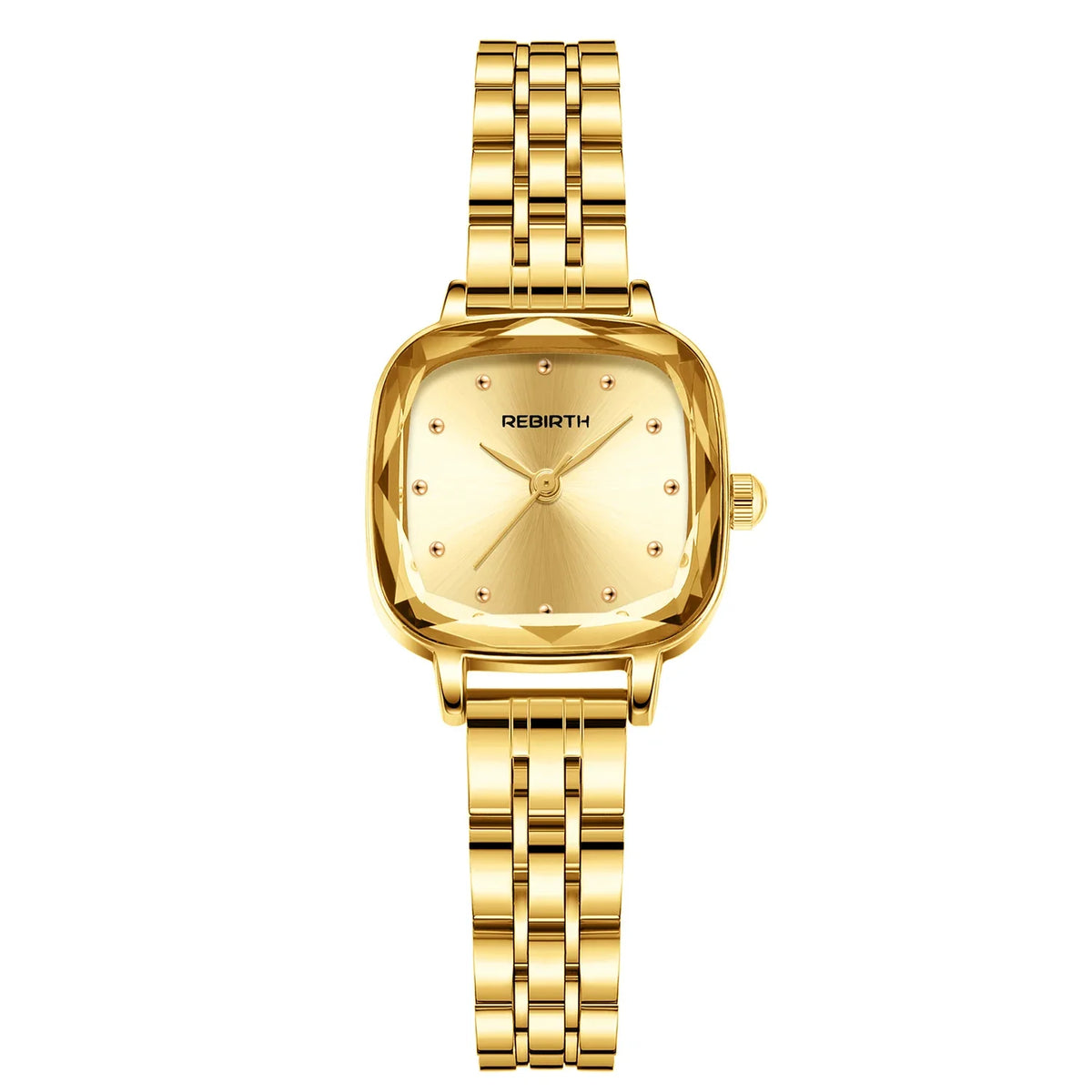 REBIRTH Women's Retro Square Quartz Watch – Steel Strap