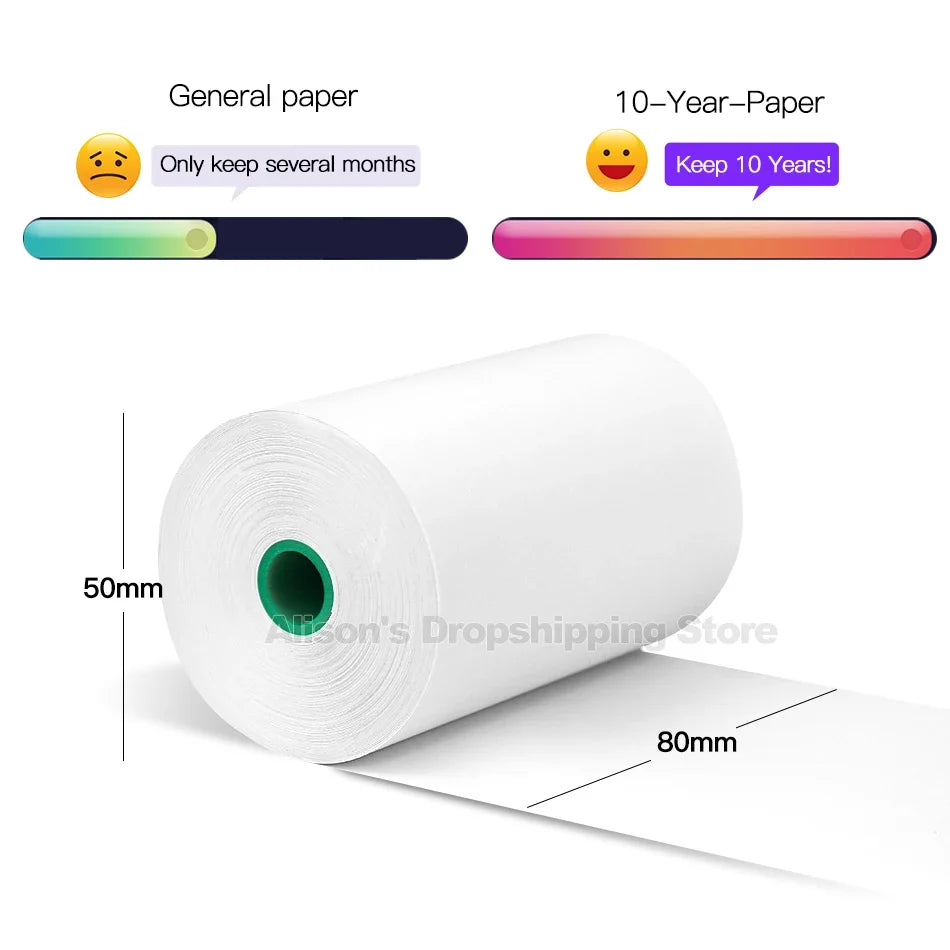 Peripage 80x50mm Thermal Paper 2-Pack – 10-Year Print Life