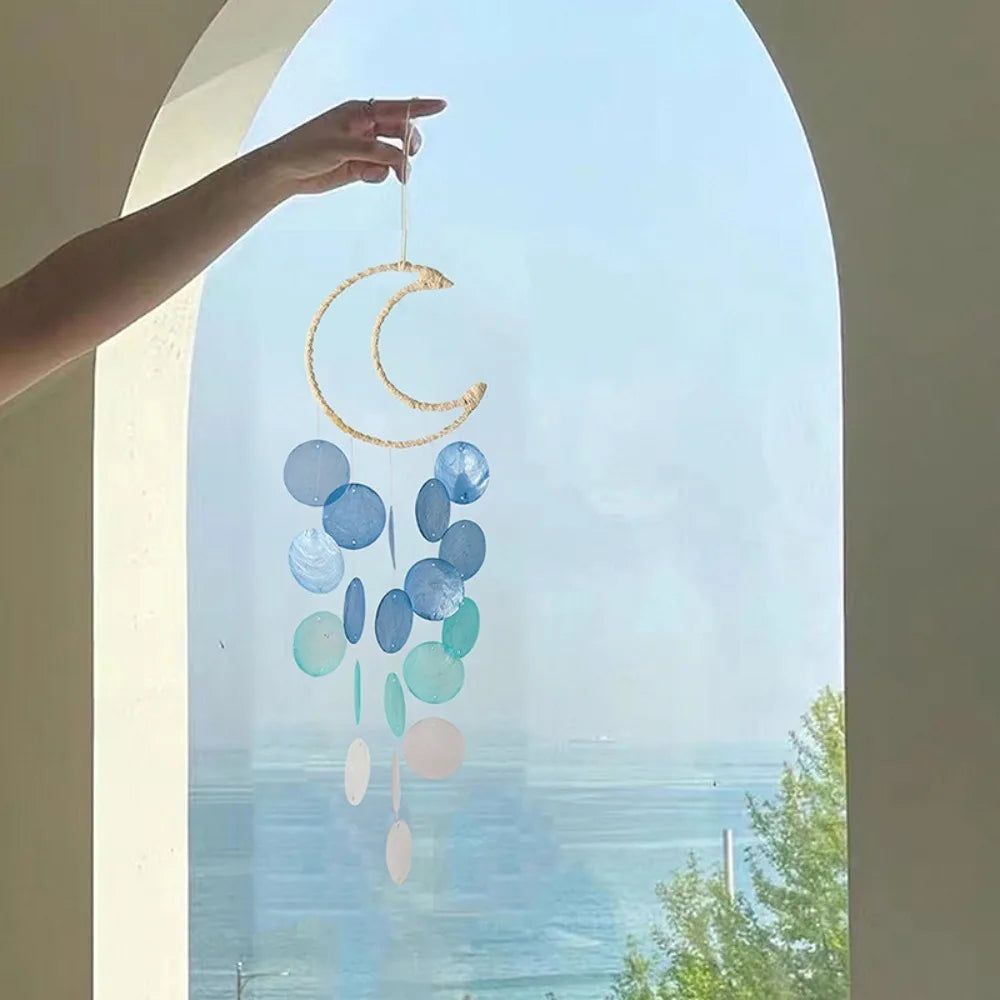 Shell Moon Wind Chimes – Natural Shell Dream Catcher Décor