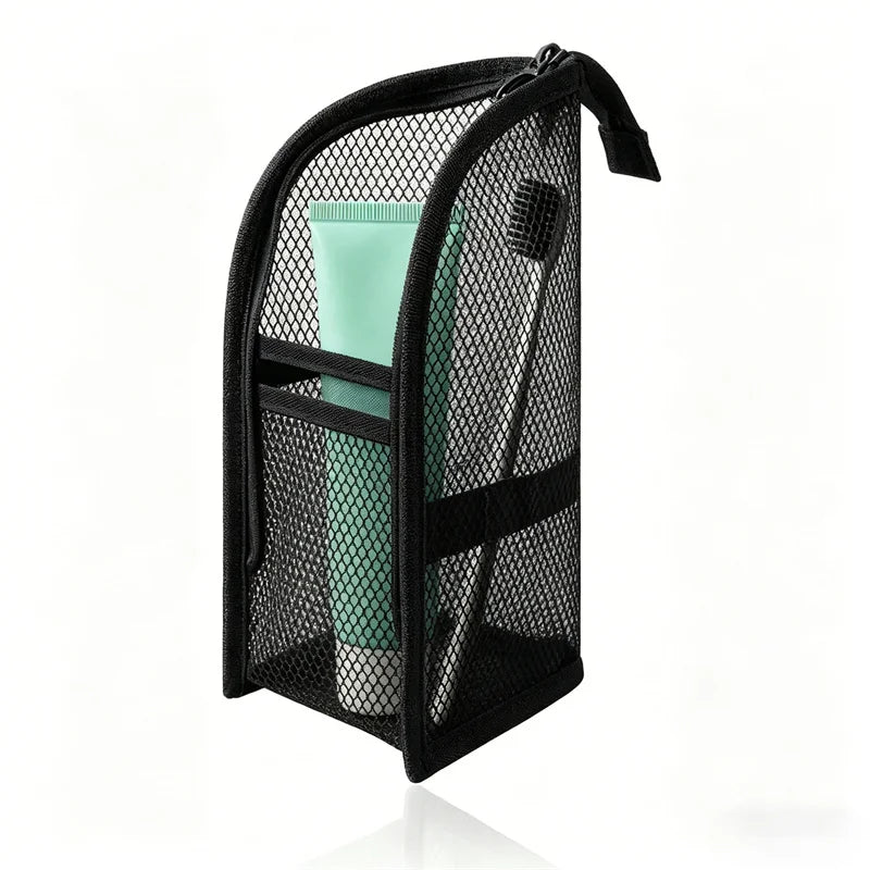 Standable Waterproof Mesh Makeup Brush Organizer Travel Bag