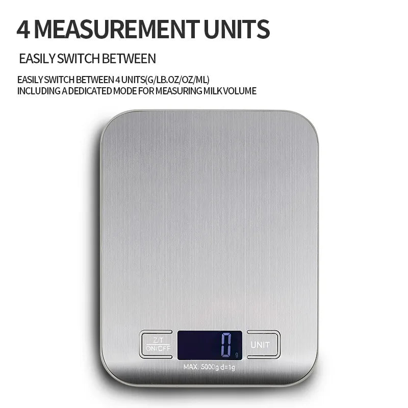Precision 5kg Digital Kitchen Scale | Stainless Steel LED Display