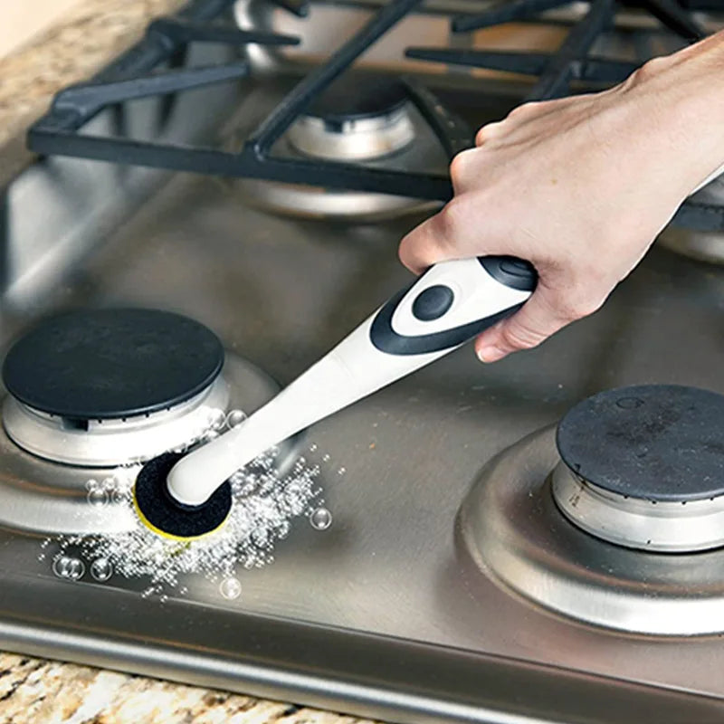 Electric Rotating Cleaning Brush Kit – 4 Heads, Kitchen & Bath