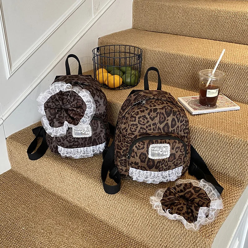 Leopard Print Flannel Backpack – Preppy Women's Commuter Bag