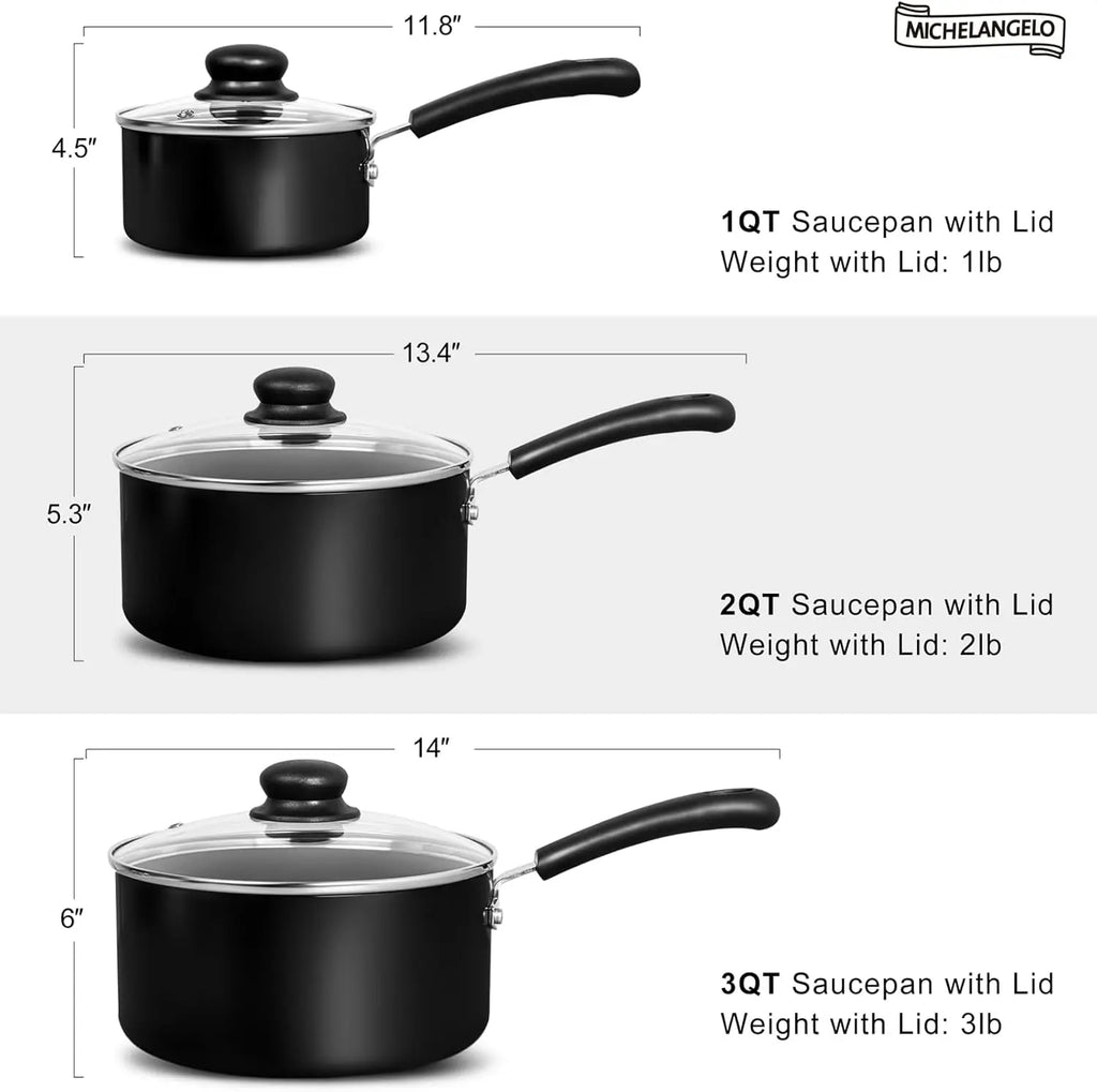 MICHELANGELO Ceramic Non-Stick Cookware Set with Steamer