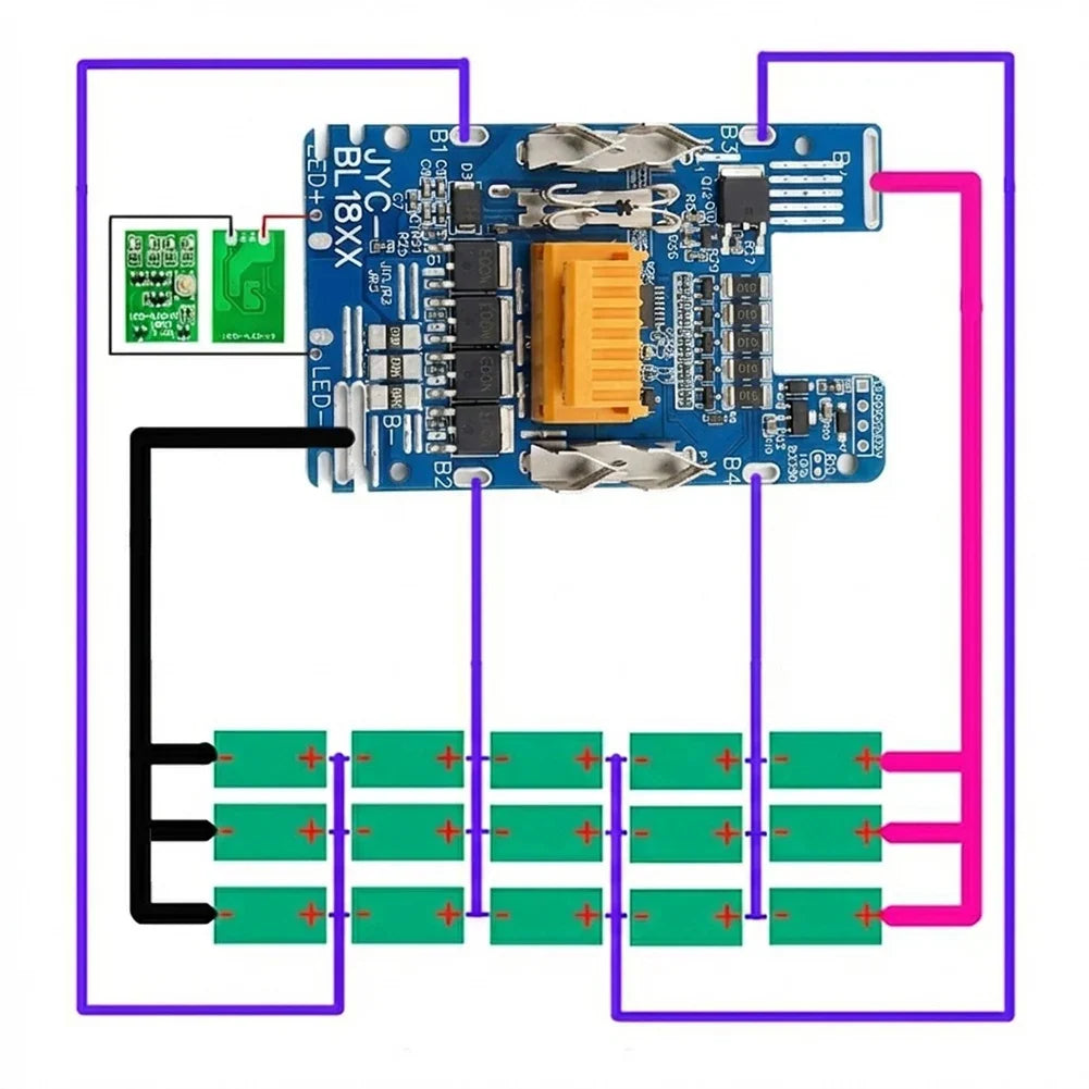18V Li-Ion Battery Protection Board BMS PCB for Power Tools