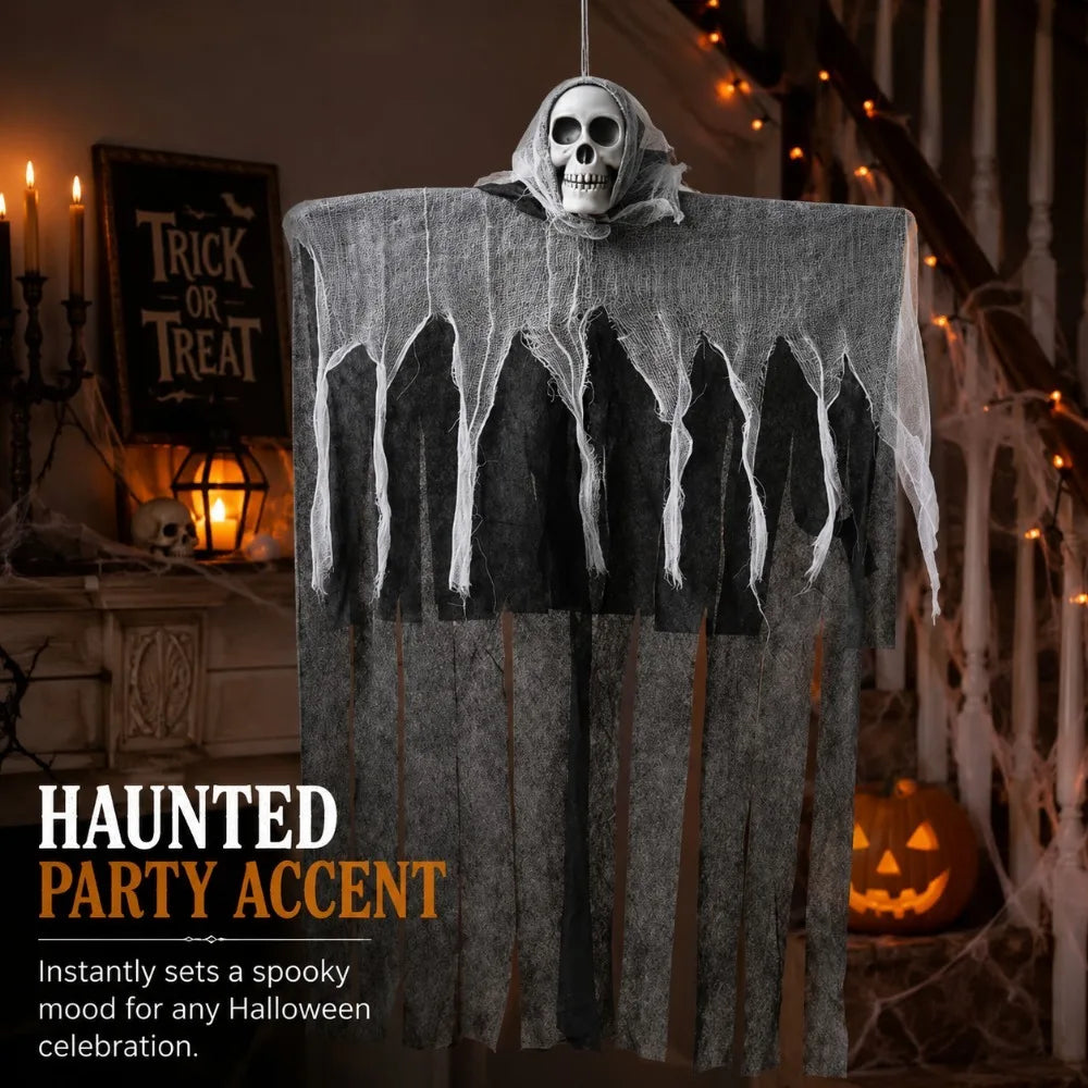 Spooky Skull Halloween Hanging Decoration – Ghost Skeleton Ornament