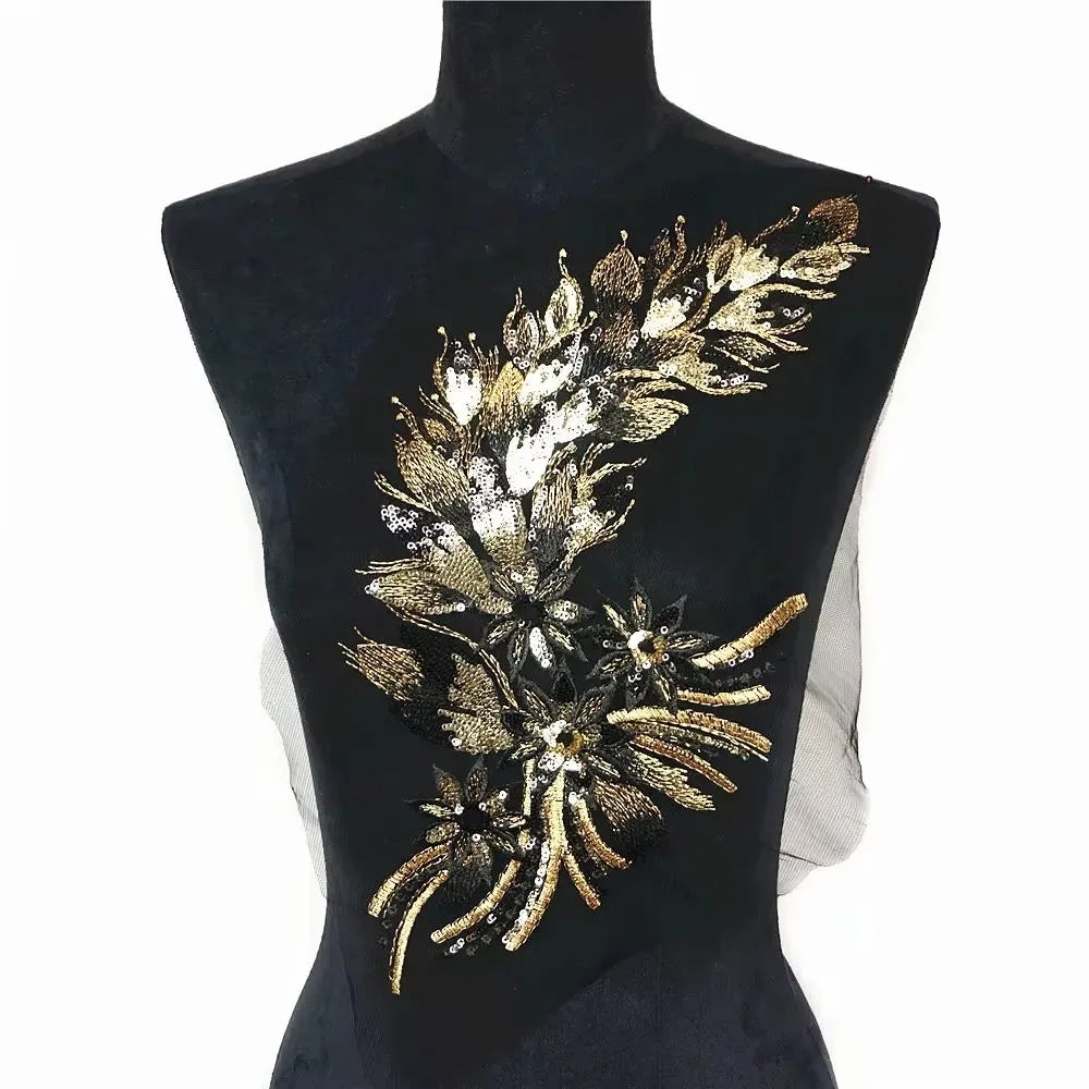 Sequined Floral Embroidery Sew-On Patch | Lace Trim DIY