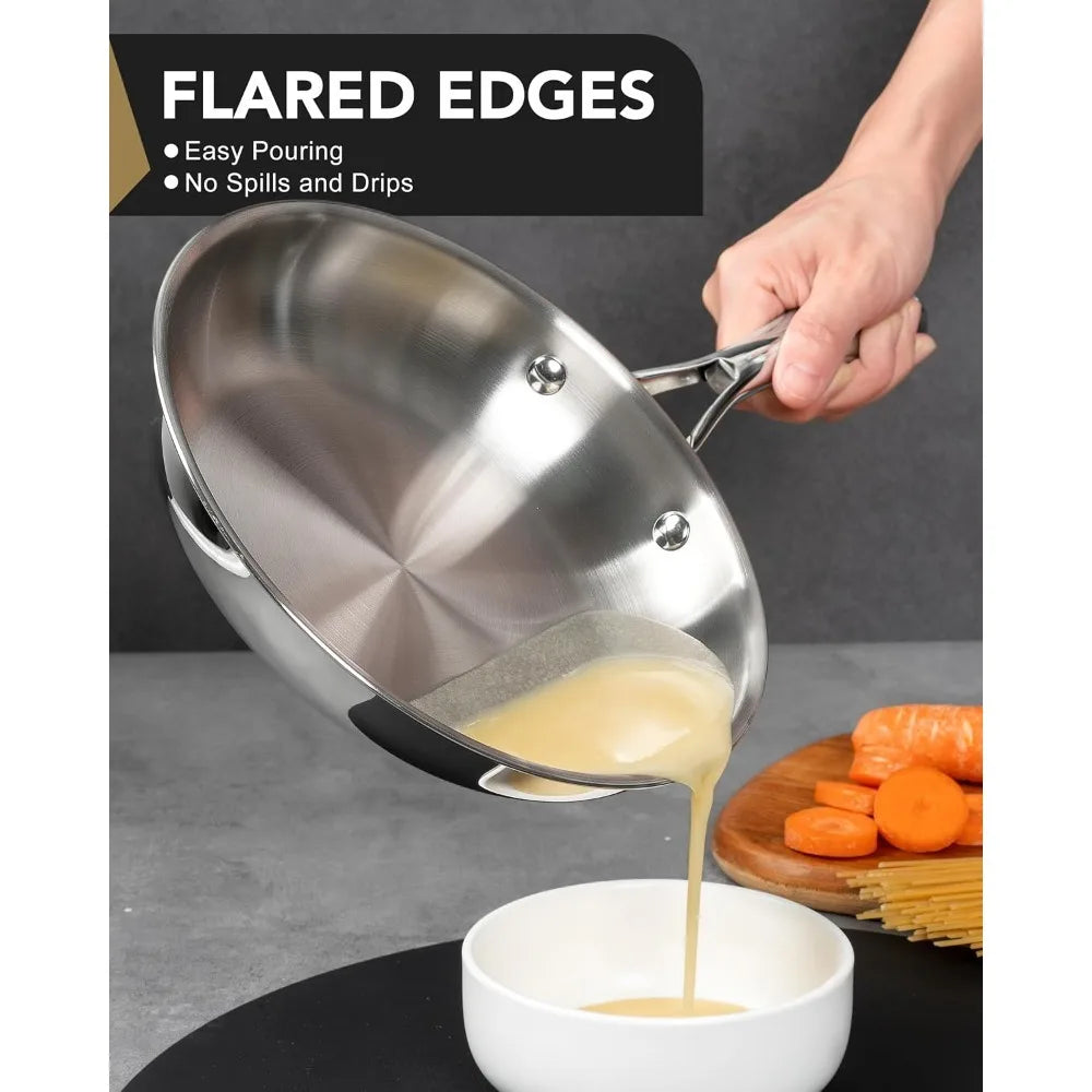 MICHELANGELO 8-Inch Stainless Steel Frying Pan – Induction & Gas