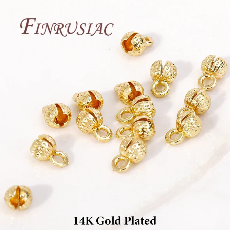 18K Gold Plated Brass Clam Shell Bead Tip Cord Ends 4/5.5mm