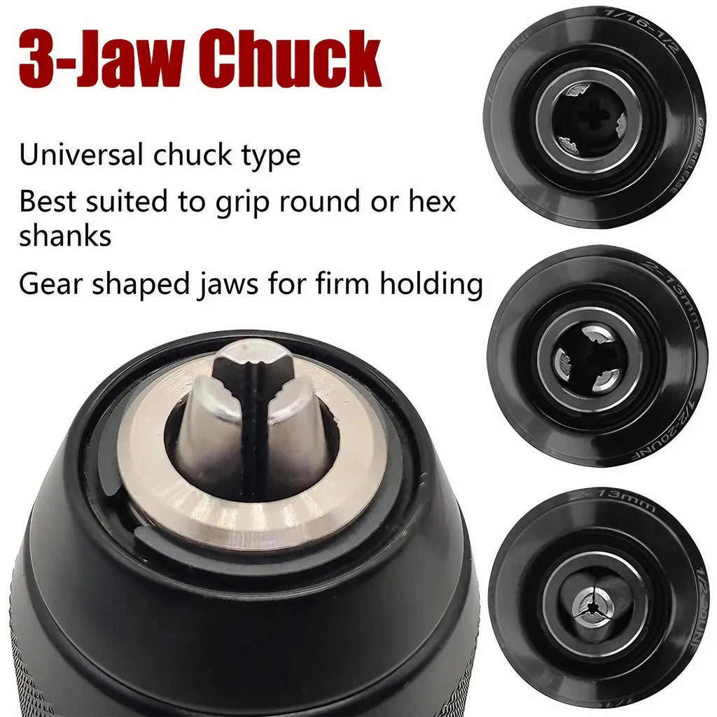 Keyless 13mm Drill Chuck Set – SDS Plus & Hex Shank Adapter