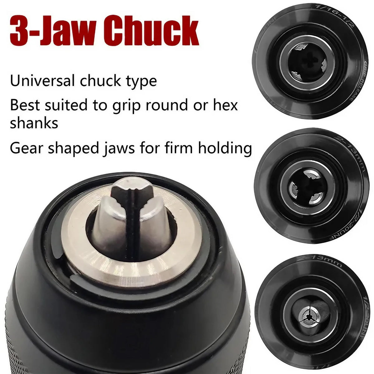 Keyless 13mm Drill Chuck Set – SDS Plus & Hex Shank Adapter