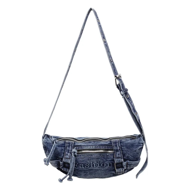 Denim Dumpling Crossbody Bag Wide Strap – Nixie Women's Bag