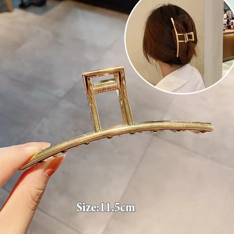 Metal Geometric Hair Claw Clips – Gold & Silver for Women