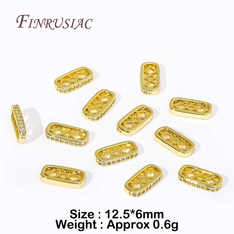18K Gold Plated Zircon Rectangle Spacer Beads | DIY Jewelry