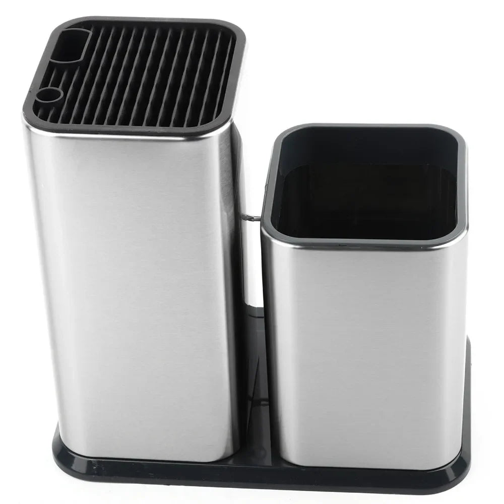 Stainless Steel Utensil & Knife Storage Holder Set