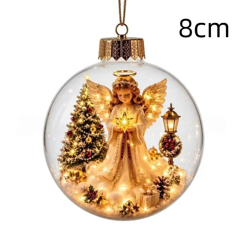 LED Luminous Christmas Crystal Ball Ornament – Santa & Snowman