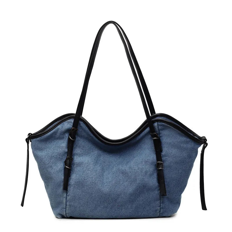 Nixie Denim Tote Bag – Large Women's Shoulder Bag for Work
