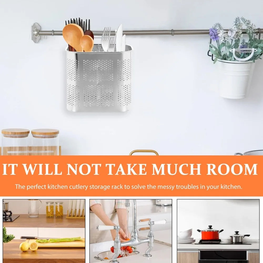 Stainless Steel Utensil Drying Basket & Chopstick Rack