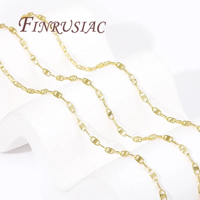 18K Gold Plated Brass Chain for DIY Jewelry Making | 2mm×5mm